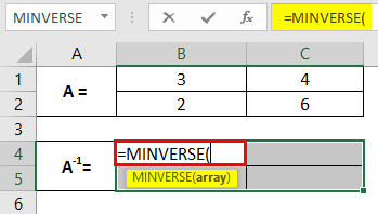 Inverse Matrix in Excel 1-3