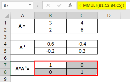 Inverse Matrix in Excel 1-6