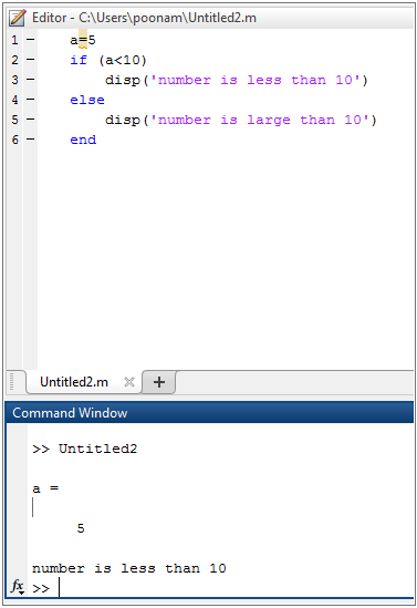 IF-Else Statement in Matlab example1