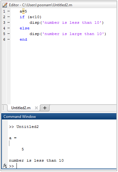 IF-Else Statement in Matlab example2
