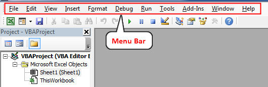 VBA Editor Menu Bar