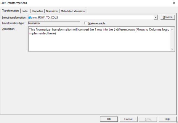 Normalizer Transformation in Informaticar-1.4