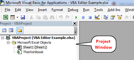 VBA Editor Project Window