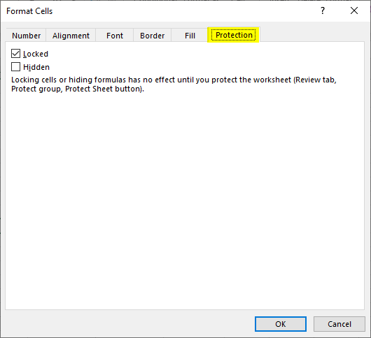 Protection format cells