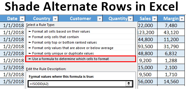 Shade Alternate Rows in Excel 