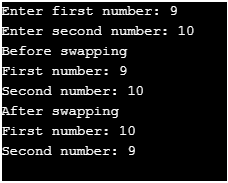 Swapping in C++ Output 2
