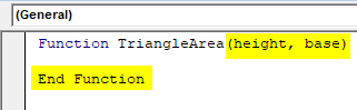 User defined excel - height & base
