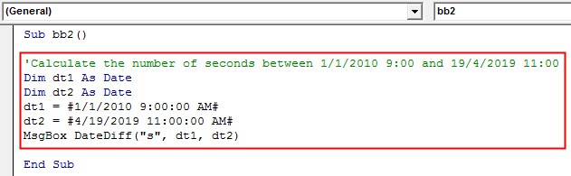 VBA DateDiff Example 2-7