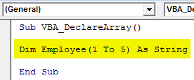 VBA Declare Array Example 1-2