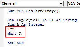 VBA Declare Array Example 2-3