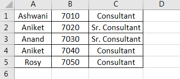 Employee details Example 3