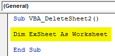 VBA Delete Sheet Example 2-2