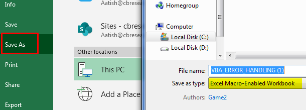 Excel macro-enabled workbook