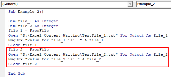 VBA FreeFile Example 2-6