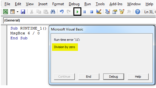 VBA On Error Resume Next Example1-10