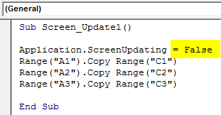 VBA ScreenUpdating Example 1-4png