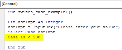 VBA Switch Case Example 1-4
