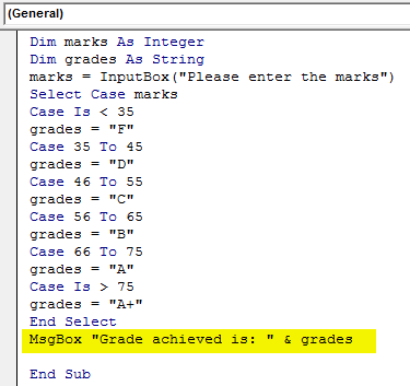 Use MsgBox function Example 2-12