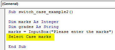 VBA Switch Case Example 2-4