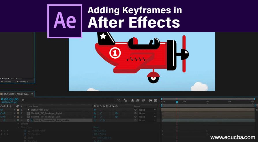 adding keyframes in after effects