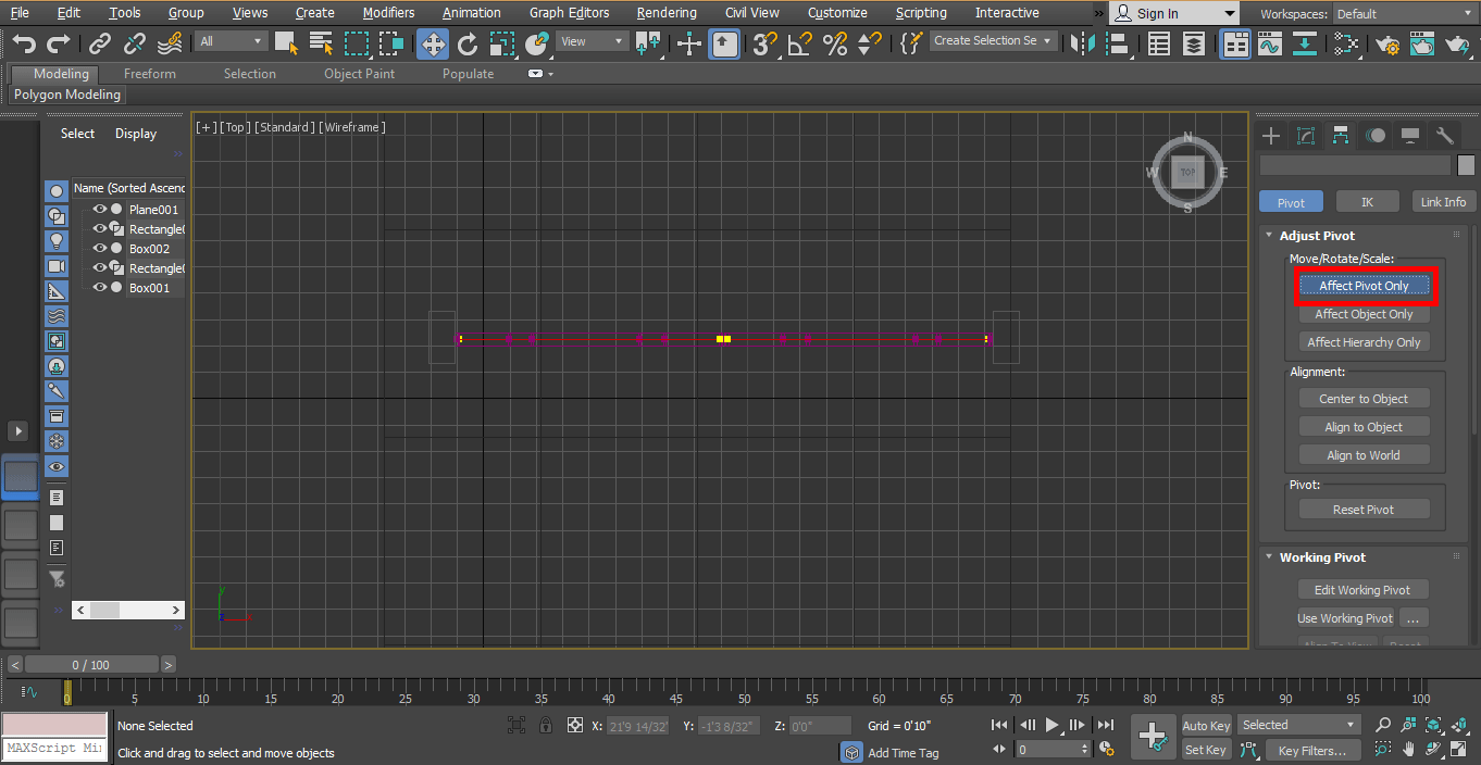 affect pivot (Animation in 3ds Max)