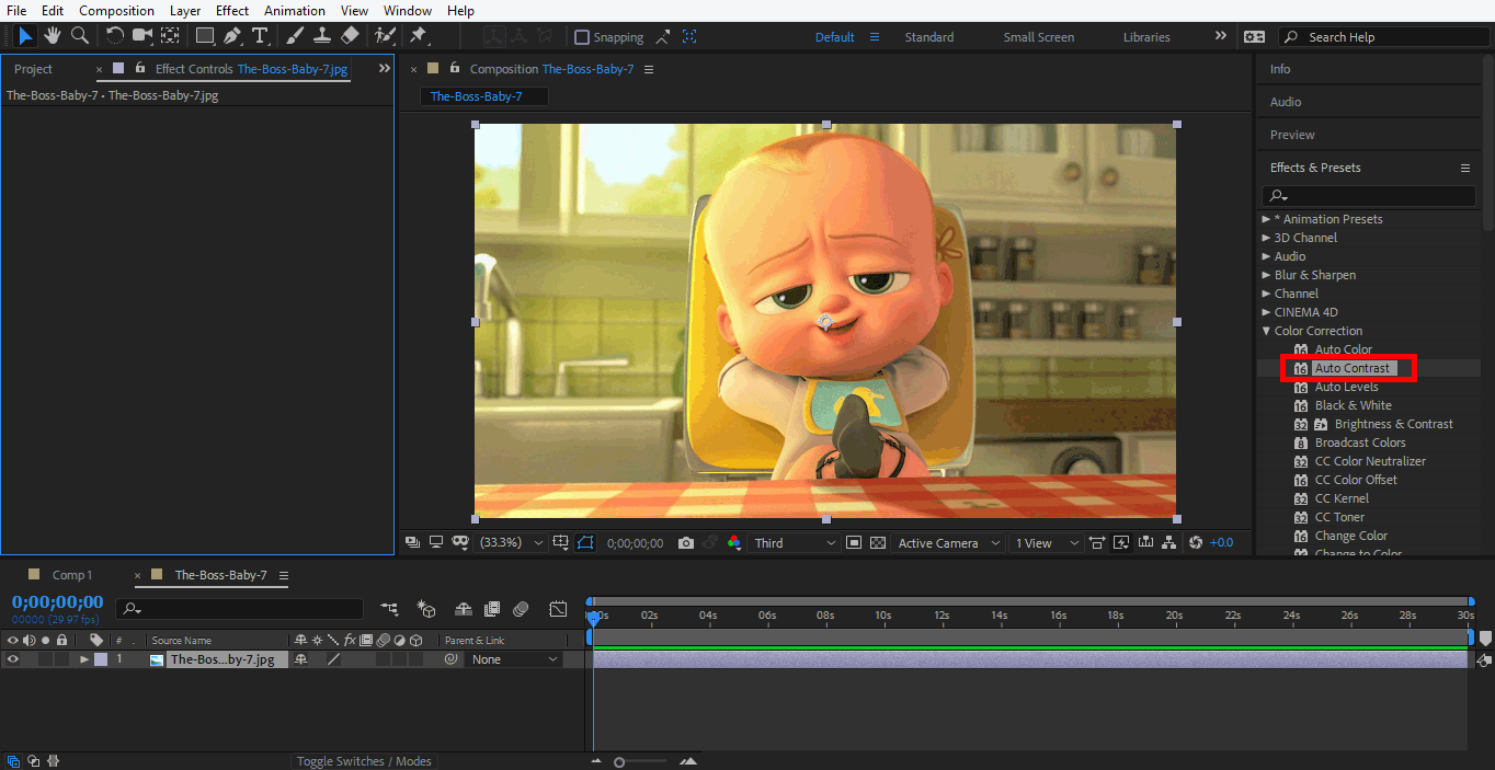 auto contract (color correction in after effects)