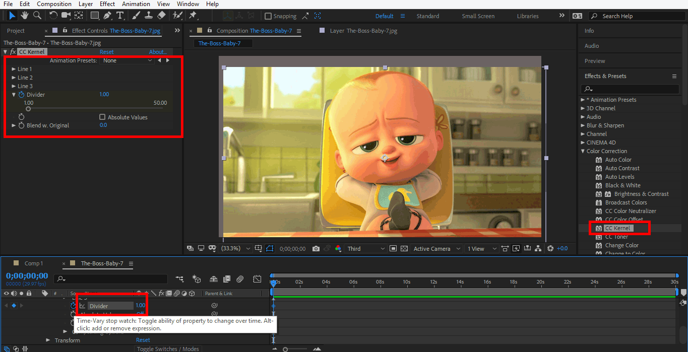 cc kernel (color connection in after effects)