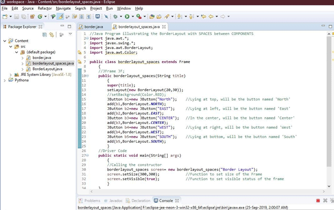 code 2(borderlayout in java)