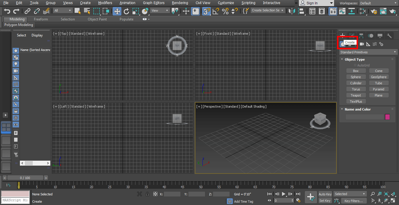 create tab (Animation in 3ds Max)