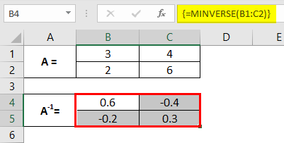 Inverse Matrix in Excel 1-5