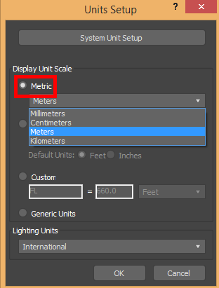 metric setup (Rendering in 3ds Max)