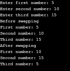 output 1 (swapping in c)