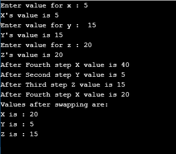 output 5 swapping in c#