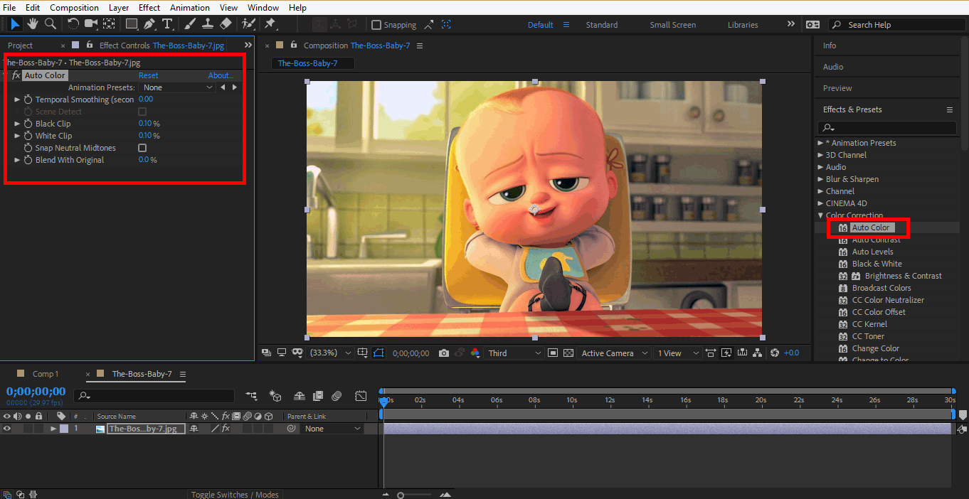 parameter of auto color