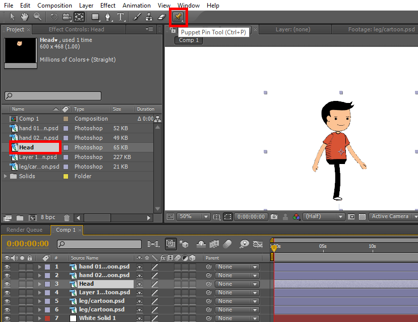 Puppet Pin Tool - 2D After Effects Animation
