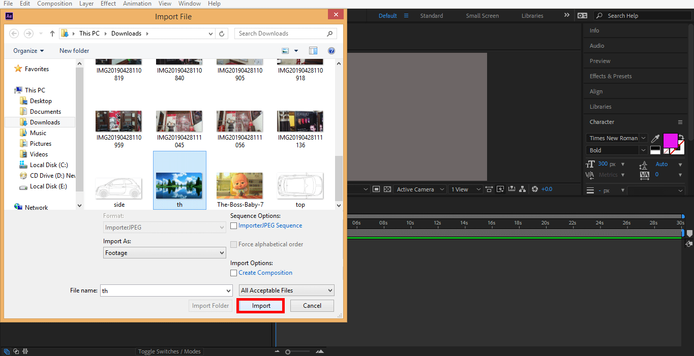 importing image (color correction)