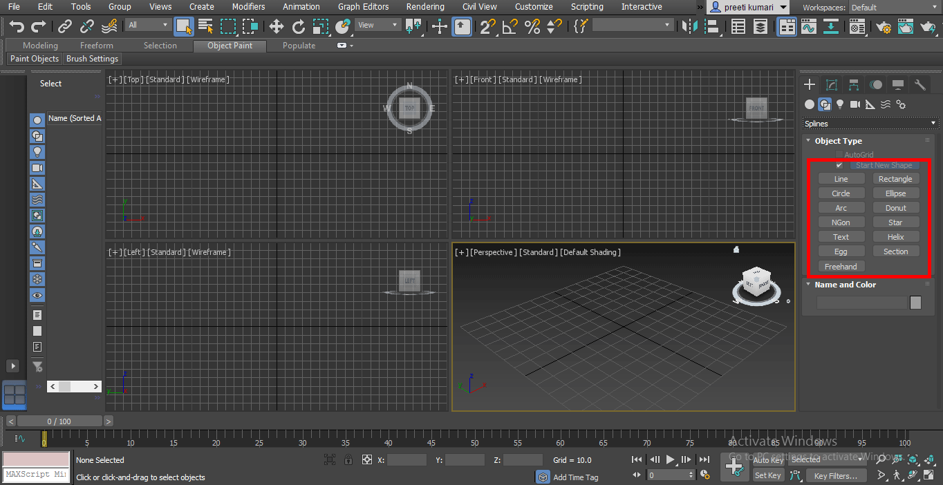 2d shape (Spline in 3ds Max)
