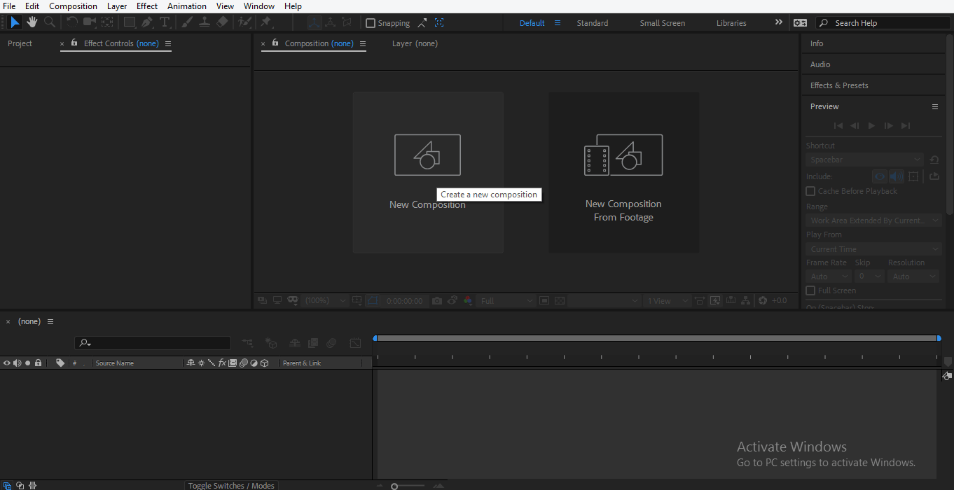 Export in After Effects 2 Composition Window Area