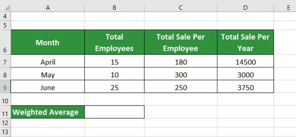 Weighted Average in Excel EXAMPLE 3