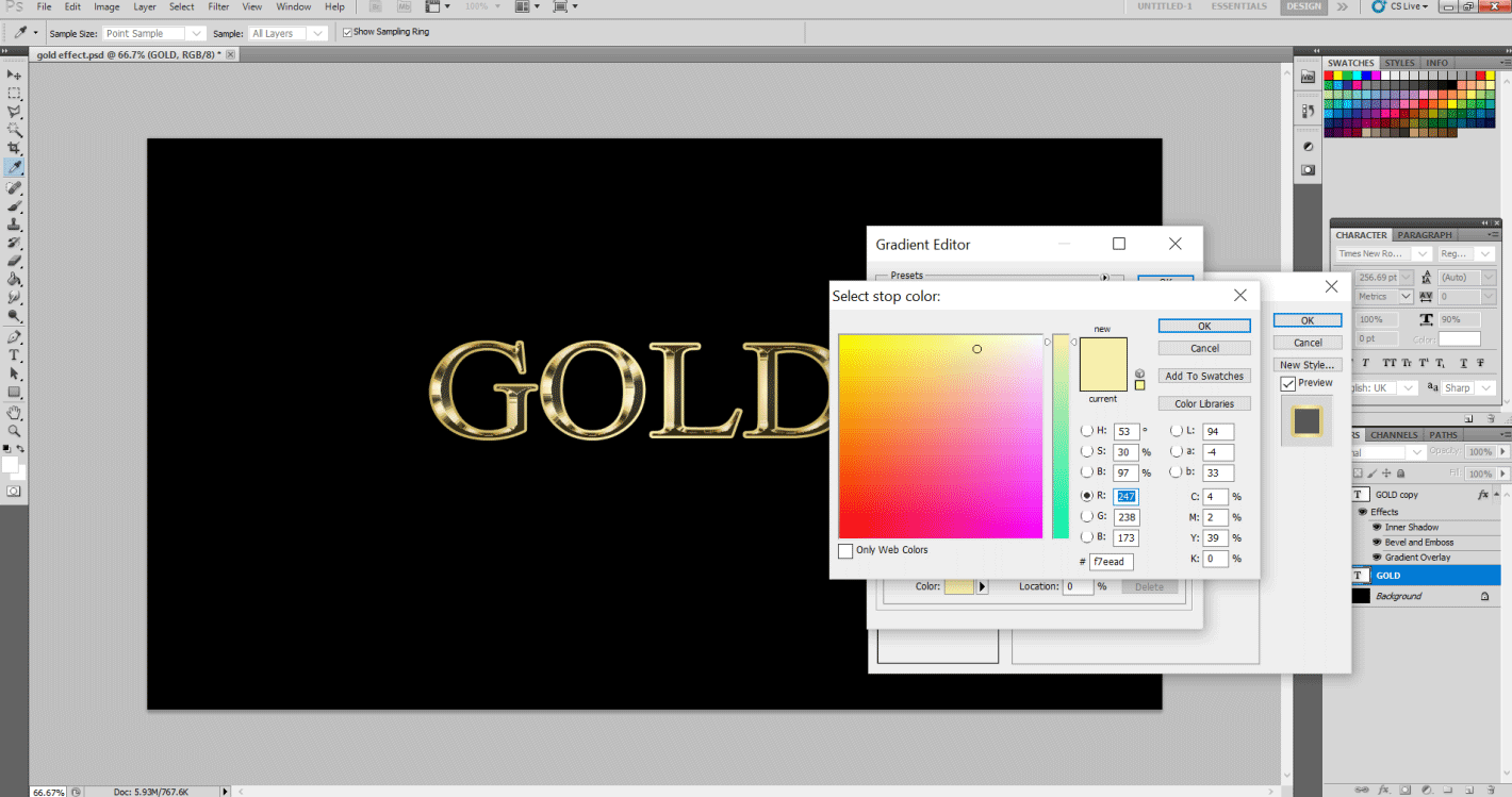 Gold Text Effect in Photoshop 1-15