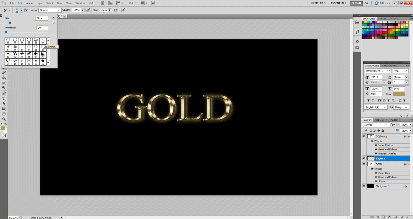 Gold Text Effect in Photoshop 1-19