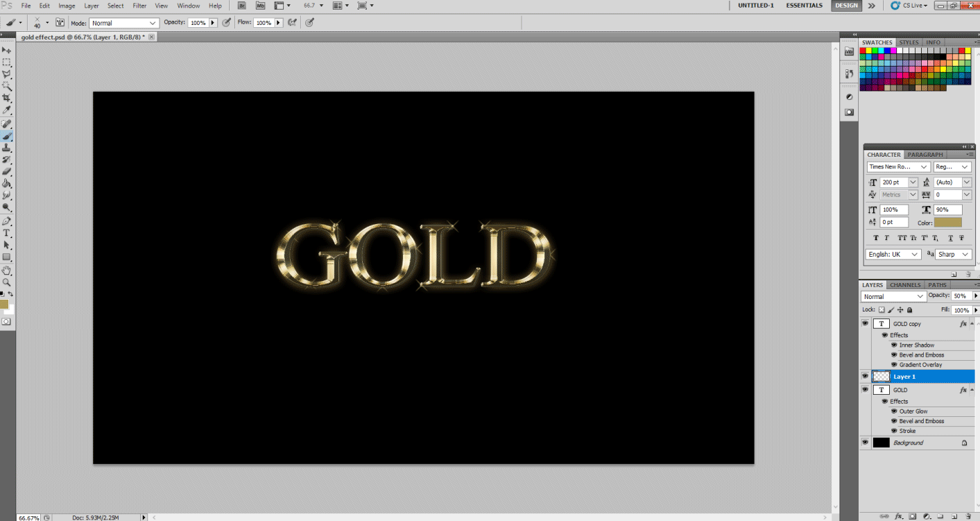 Gold Text Effect in Photoshop 1-20