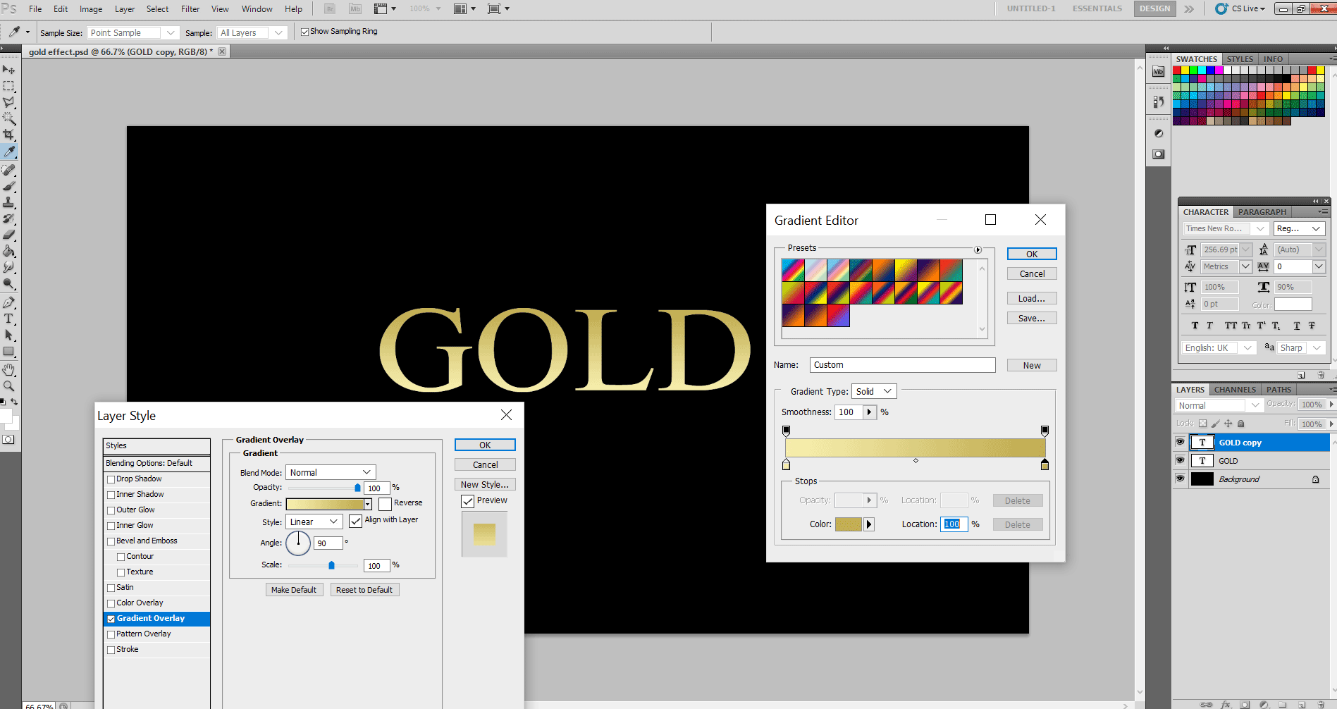 Gold Text Effect in Photoshop 1-8