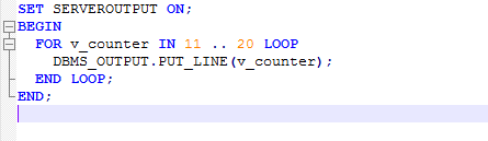 keywords FOR marks the beginning