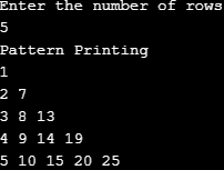 Number Patterns in Java eg12