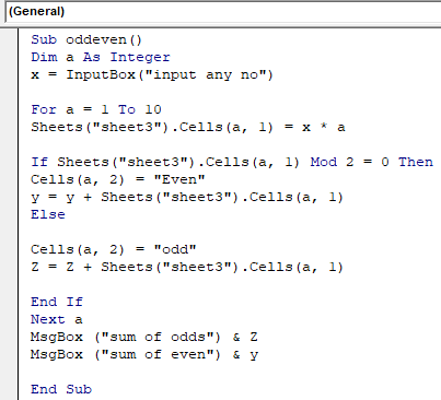 Examples of Excel Macro 3-1