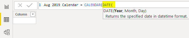Power BI Calendar Example 1-4