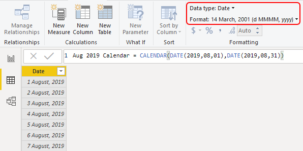 Power BI Calendar Example 1-9