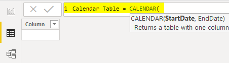 CALENDAR DAX function Example 2-3