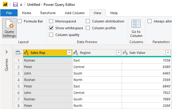 Power Query Editor window Example 1-4